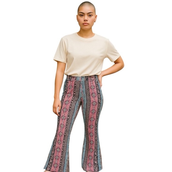 Maurices Small Split Leg Wide Leg Pull On Elastic Waist Pants Boho Casual - Picture 1 of 8
